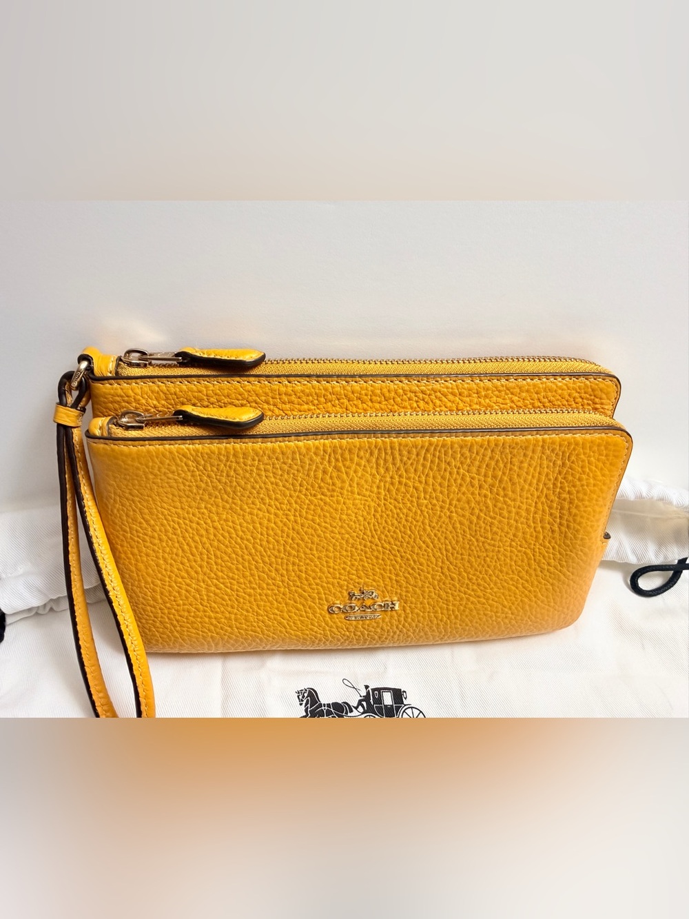 Coach Pebbled Leather Double Zip Wristlet - Picture 3 of 10